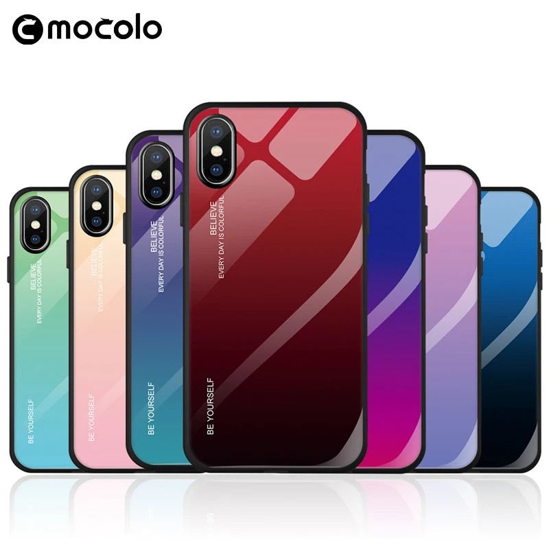

Mobile phone accessories anti shock cell phone gradient color tempered glass cover case For iPhone XS