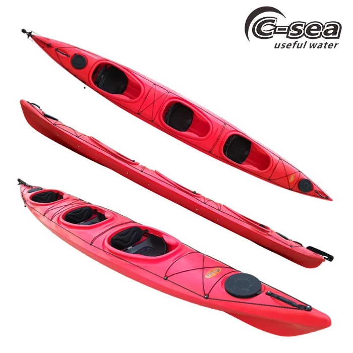
5.6M sit in ocean kayak with foot pedal and rudder for 3 person rowing 