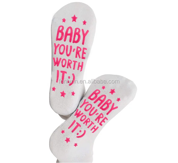 baby your are worth it Baby Shower Gift Mom To Be Pregnancy Present push ready womens socks with writing novelty socks