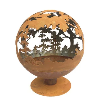 Esschert Design Outdoor Forest Pattern Rustic World Globe Fire Pit