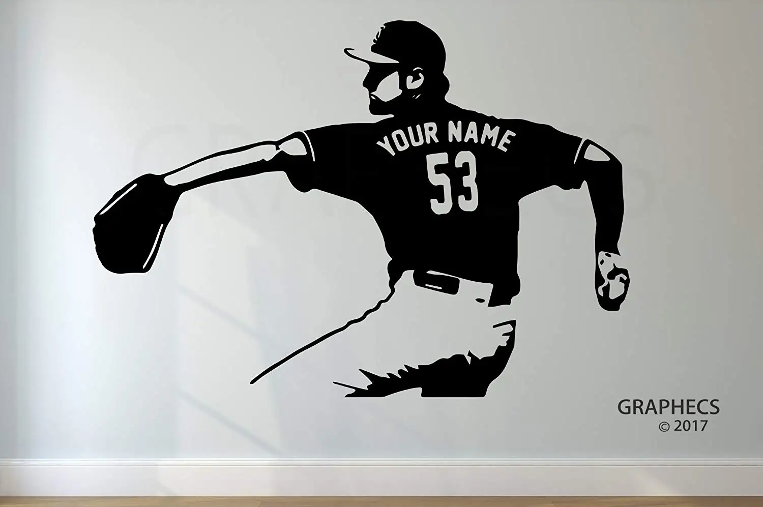Personalized Custom Baseball Wall Decal - Choose your NAME & NUMBERS Custom Player Jerseys Vinyl Decal Sticker Decor Kids Bedroom