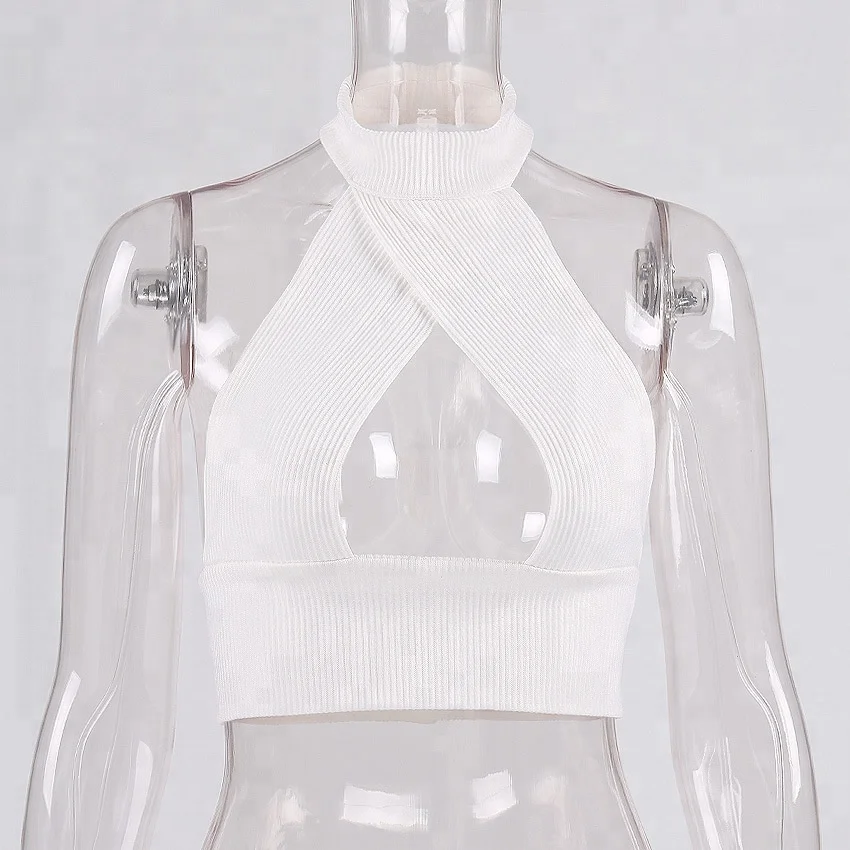 

B32252A 2018 Summer Women SEXY cut out halter neck CropTop
