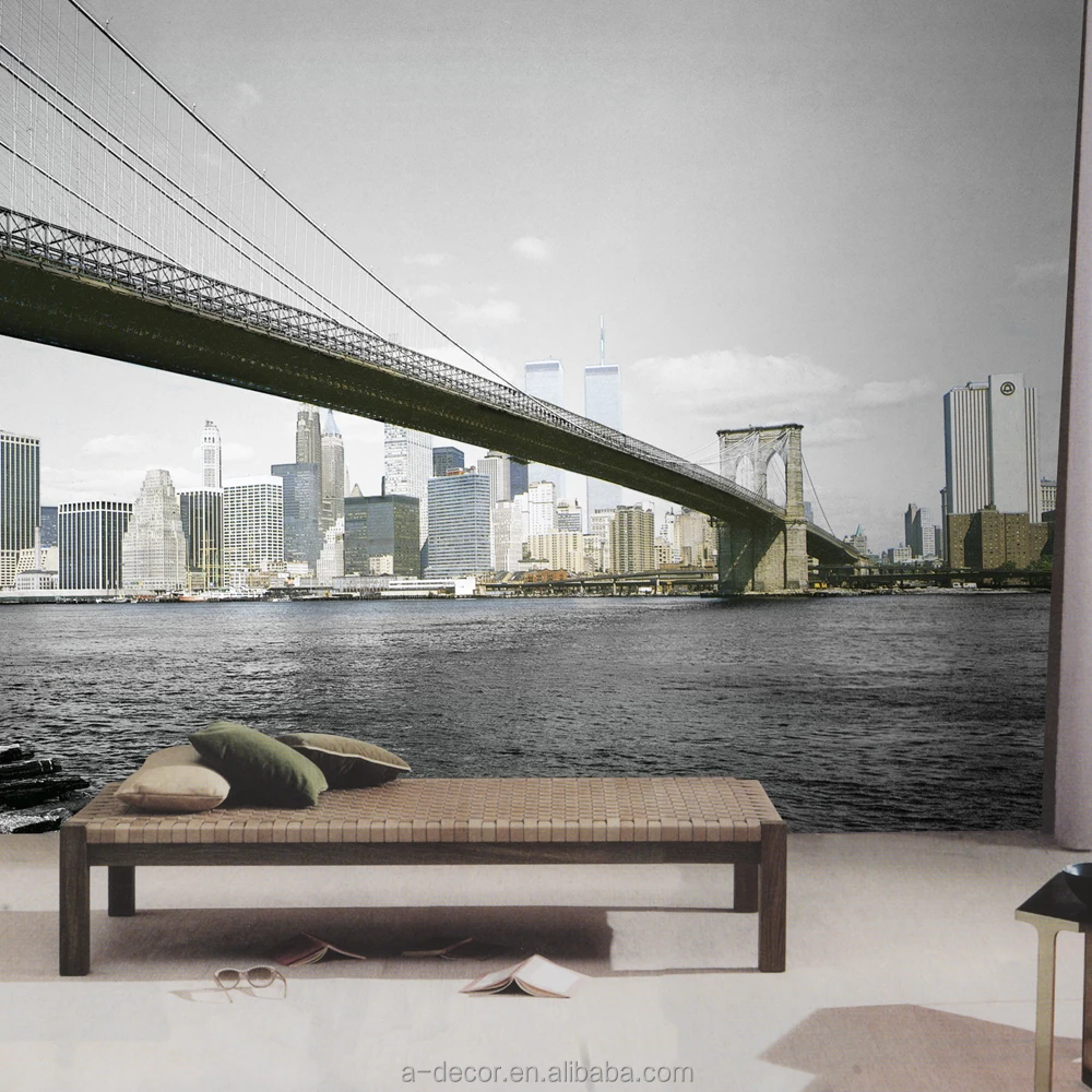 Linea di design della carta da parati 3d città sky new york ponte ...