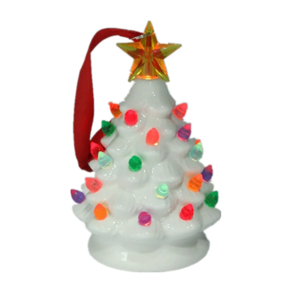 Mini Tabletop Led Lighted Porcelain Ceramic Christmas Tree Mini Tabletop Led Lighted Porcelain