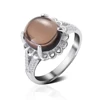 New fashionable brown stone silver round ring