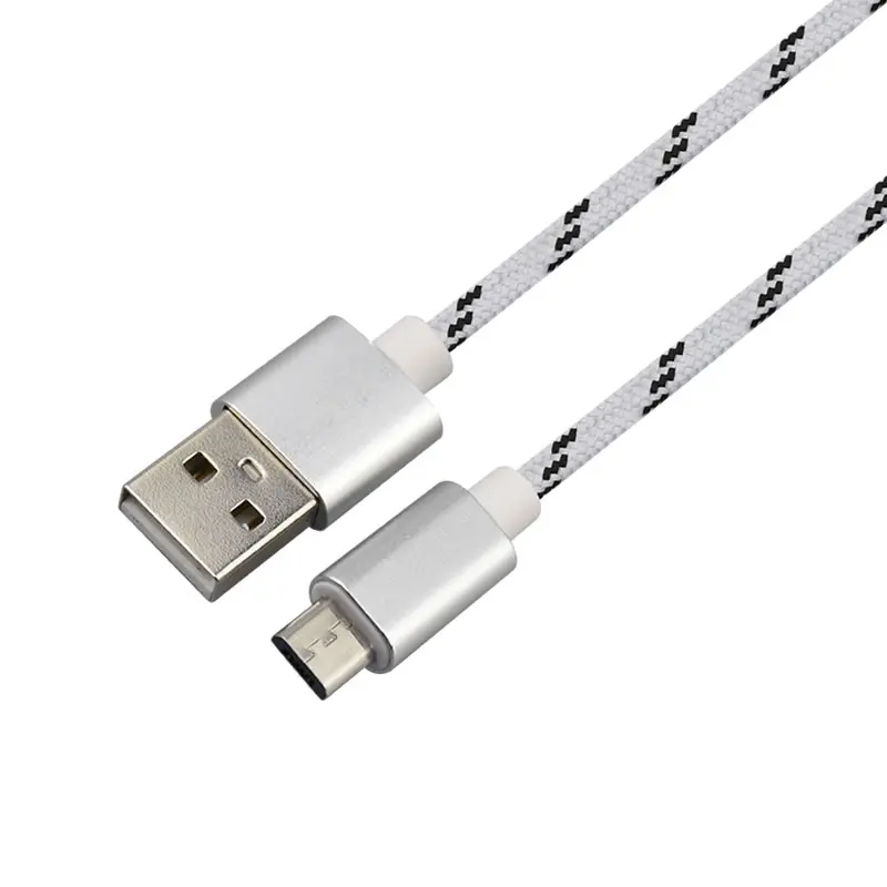 

RJC4029-B best selling output 5V 2A 1.5m 4feet sliver zinc alloy connector Micro USB Cable nylon braided for mobile phone, Silver for mini usb cable