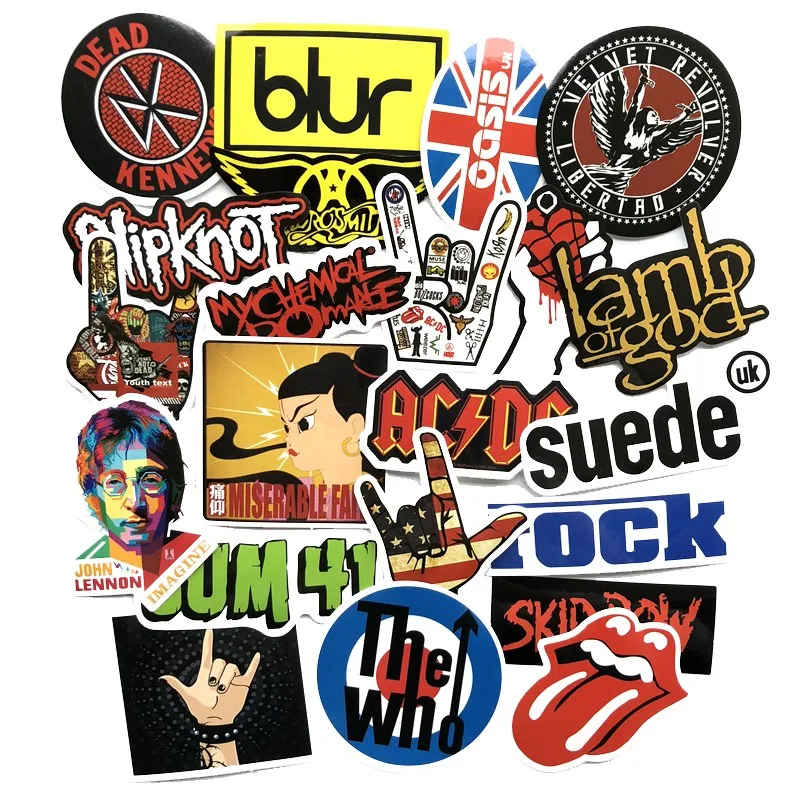 Band Stickers Pack Rock Roll Decals Laptop Cars Guitar Vinyl Waterproof ...