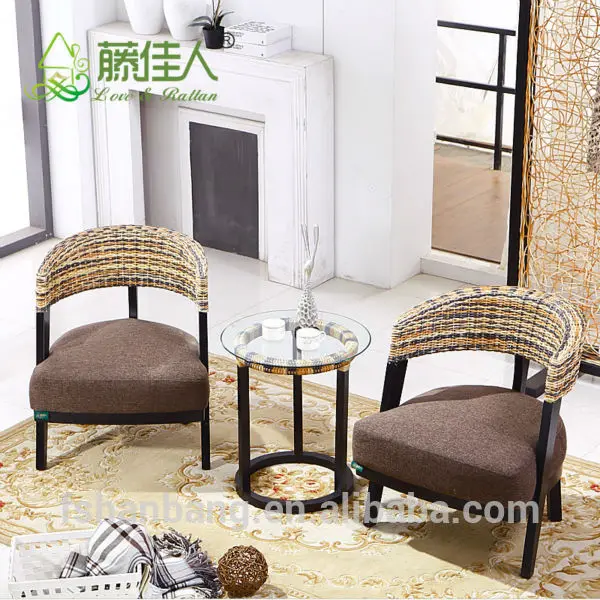 2 Seater Newest Round Coffe Table And Rattan Chair Furniture Set