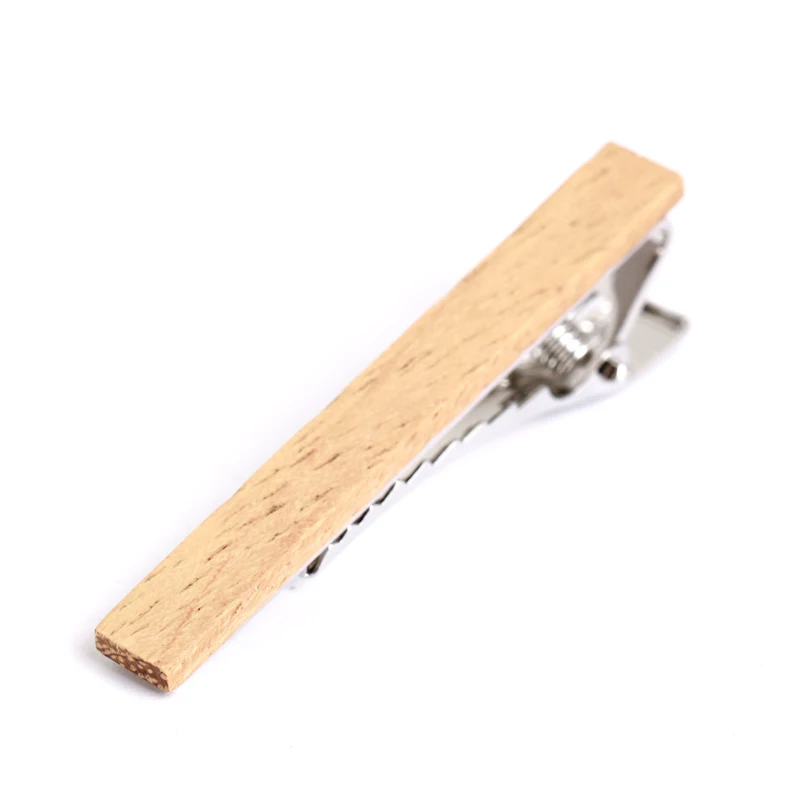 

Classical Men's Custom Wood Tie Clips Men Metal Tie Bar, Wood color and silver