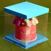 Direct manufacture lower price custom printed logo strong clear plastic packaging wedding cake box tall