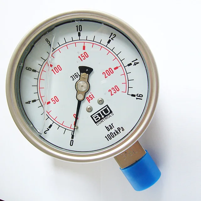 SKON 0100PSI 4IN SS 0100PSI 1/4 NPT GLYCERIN OIL FILLED PRESSURE GAUGE HVAC Gauges HVAC