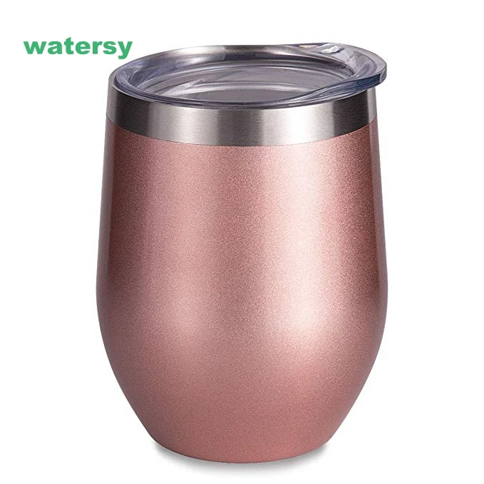 

2019 Hot selling new Stemless Wine cup , 12 oz Stainless Steel Double Wall Vacuum Insulated wine Tumbler with leak proof lid, Custom color