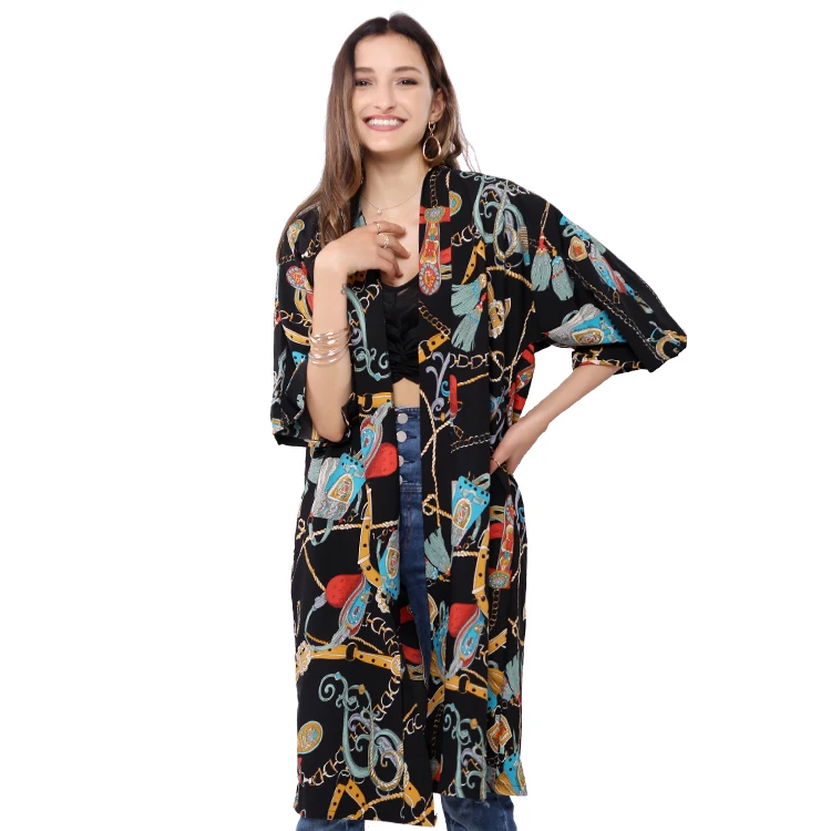 

Fashionable long cardigan printed kimono, Picture