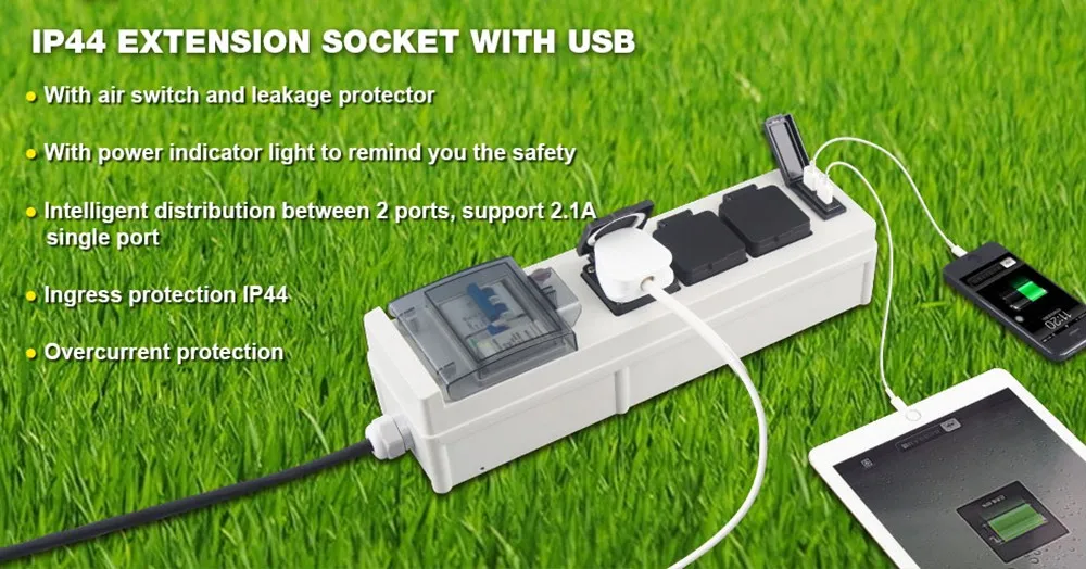 Znpon Typ P1234/tb03u 3 Way Mobile Mains Power Supply Unit With 2 Usb