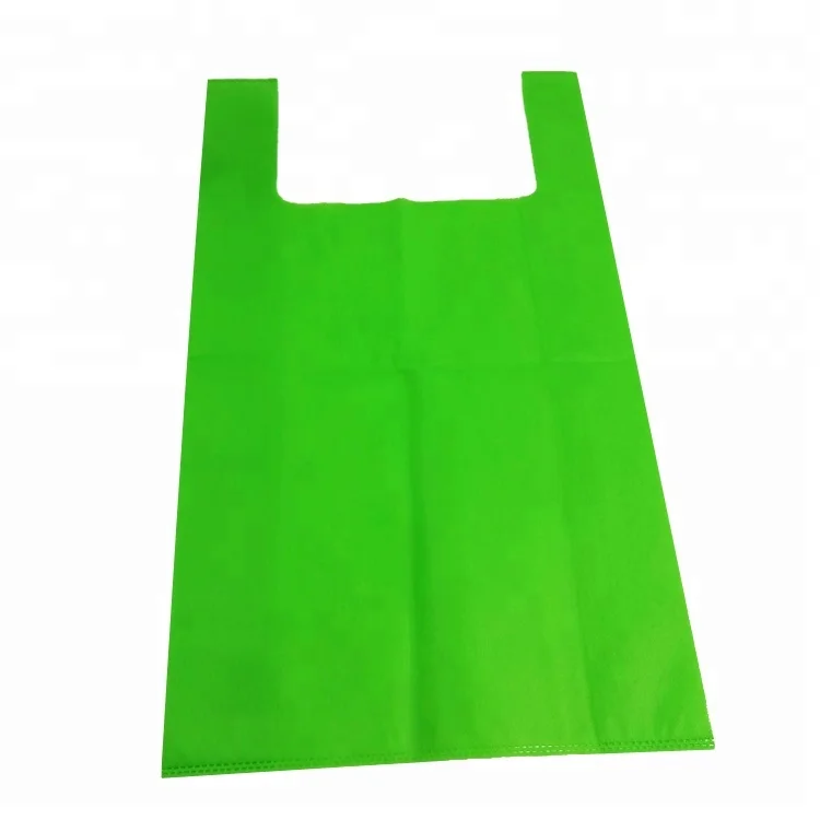 

PP spunbond nonwoven material vest bag non woven t-shirt bag, Green (other color can be negotiated)