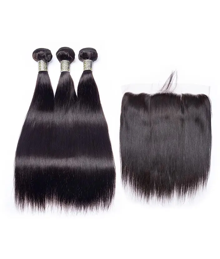 

Sunlight Cheap Brazilian Human Straight Hair 3 Bundles With Lace Frontal