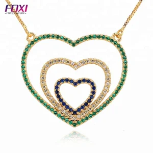 foxi jewelry making supplies new design gold Charm Pendant Jewellery couples lacie heart pendant necklace