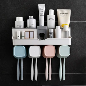 Image of Newest bathroom wall mount toothbrush holder toothpaste dispenser