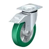 Green Aluminum Core Polyurethane Antique Teflon Swivel PU Industry Wheel Casters