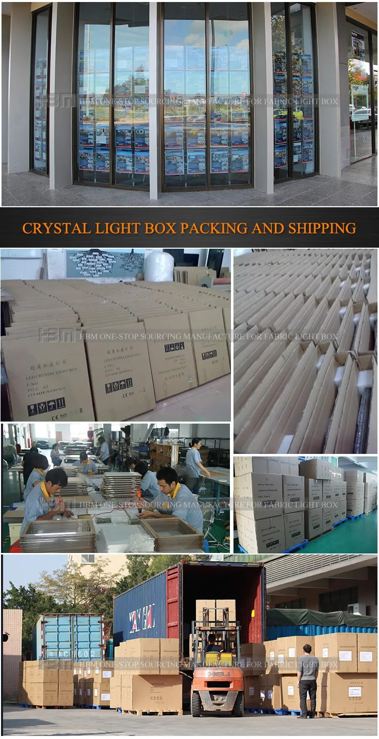 LED Illuminated DC12V Low Energy Consumption Transparency Double Side Wall Mounted Crystal Light Box