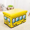 Hard-Model big size School Bus Seat Folding Kids Storage Stool Collapsible Storage Bin