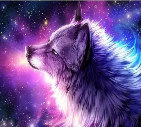 

square Diamond Embroidery Painting Purple Wolf DIY Cross Stitch Set Mosaic Picture Craft Decoration New Year Gift