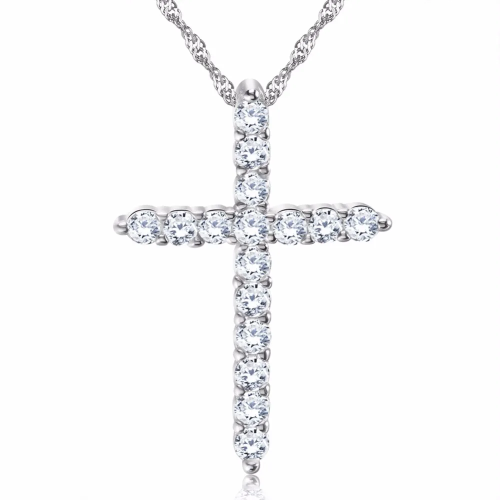 

Rinntin Lead & Nickel Free Necklace Silver Color Cross Pendant Necklace with AAA Austrian Cubic Zirconia Trendy Jewelry RIN56