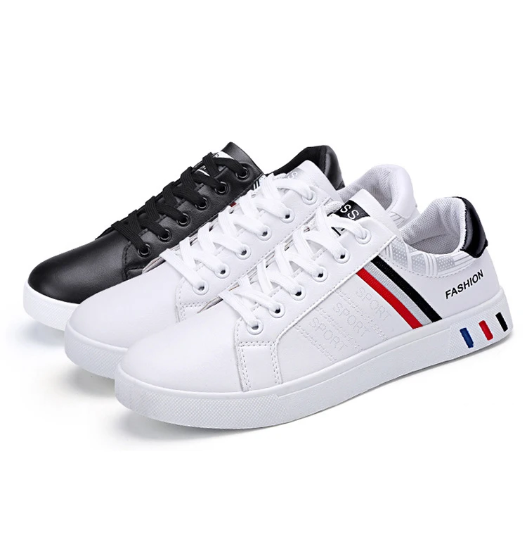

Cheap male white leather skateboard shoes synthetic leather men sports sneakers