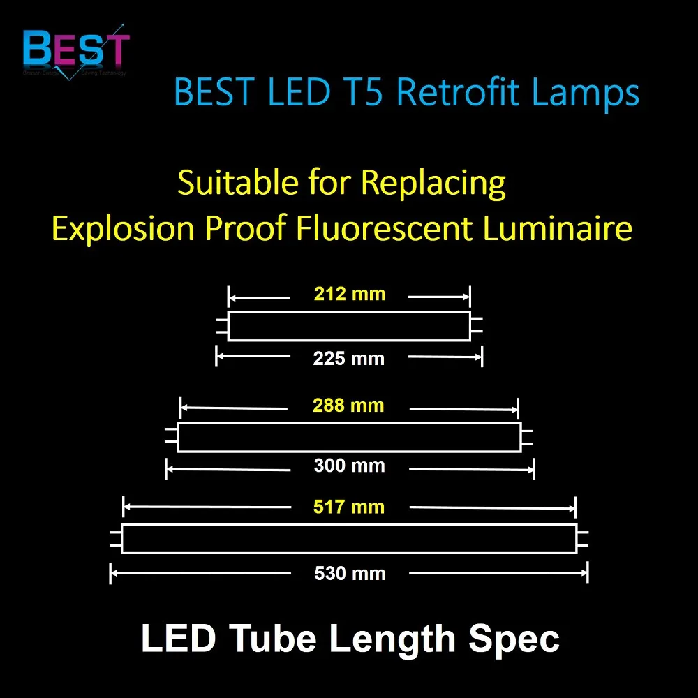 
BSET plug and play retrofit T5 LED tube; Suitable for Replacing fluorescent tube in anti explosive or explosion proof luminaire 
