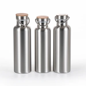 Image of 2020 private label sports stainless steel water bottle double wall vacuum water bottle with bamboo lid