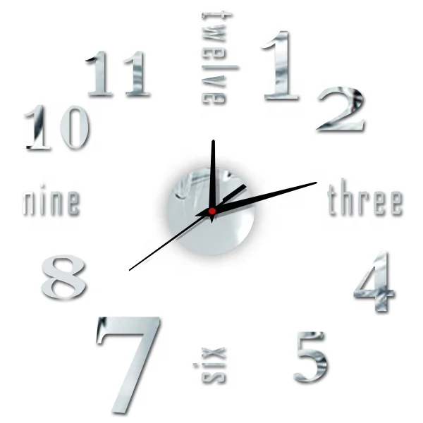 

Retro 3D DIY Wall Clock Designer Black Silver Design Acrylic Watch Wall Clock, Gold/silver/black/red