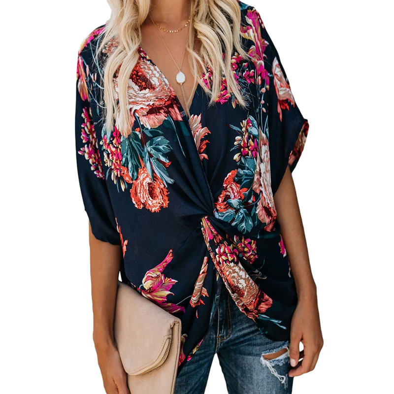 

Good Quality Summer V Neck Floral Twist Top