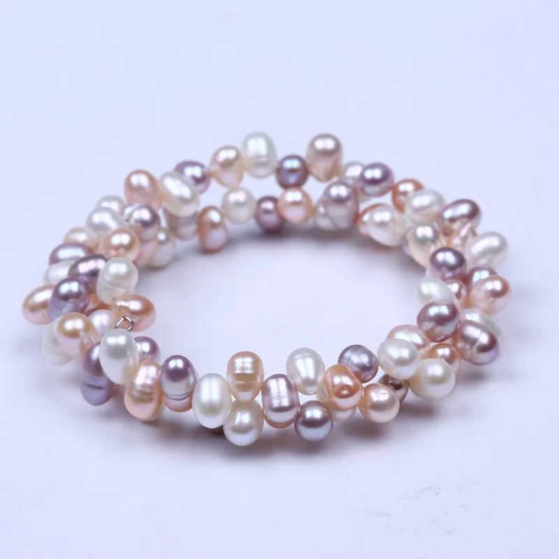 

Latest design women real freshwater natural white pink cultured pearl bracelet jewelry fresh water pearl bracelet, Pink and white and pink