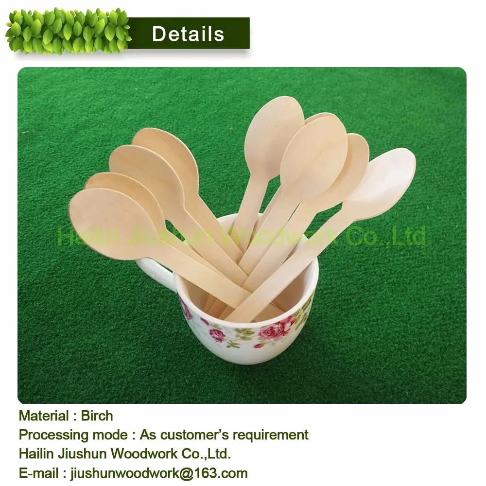 Biodegradable Disposable Birch Wood Coffee / Tea Spoon High Quality