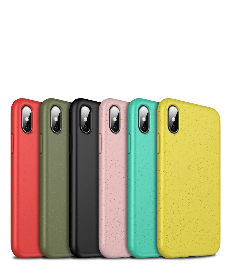 New Design Natual Wheat Straw Biodegradable TPU Soft High Protection Phone Case for iPhone X XS XS Max