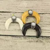 JF6938 Crytal & Pearl pave Cream Bone Moon Crescent Pendants