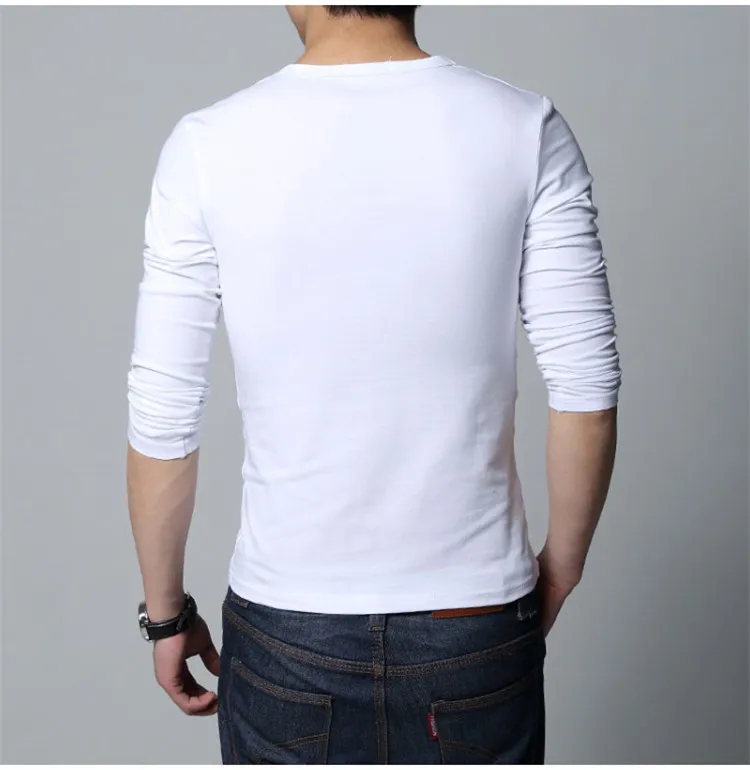 Wholesale Casual 100 Cotton T-shirt Mens Long Sleeve T Shirt V Neck