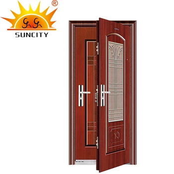 Sc S034 Indian Front Door Design Steel Security Double Door Twin