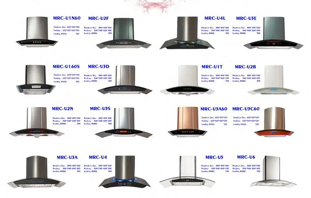 
vented type kitchen hood chimney hood for kitchen use MRC-U3S 