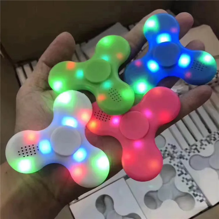 In Stock Fidget Spinner with Built in LED Bluetooth Speaker Hand Spinner Tri Finger Spinning Top Decompression Finger Toys