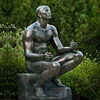 Park Classic Decorative Nude Brass Statue Bronze Sitting Man Portrait Sculpture