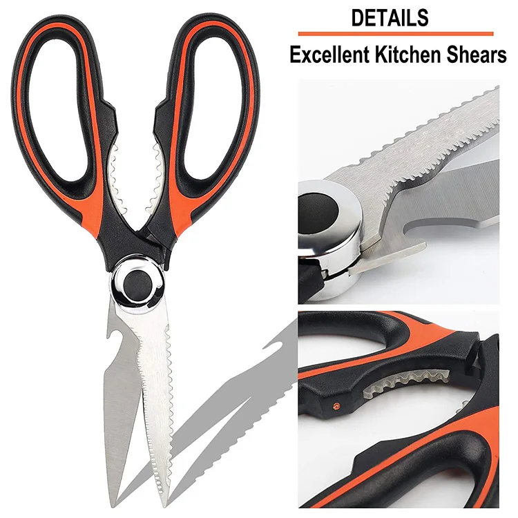 
Factory Stocks Sharp Premium Heavy Duty Kitchen Shears Multi Purpose professional scissor Poultry fish Scales scraping 