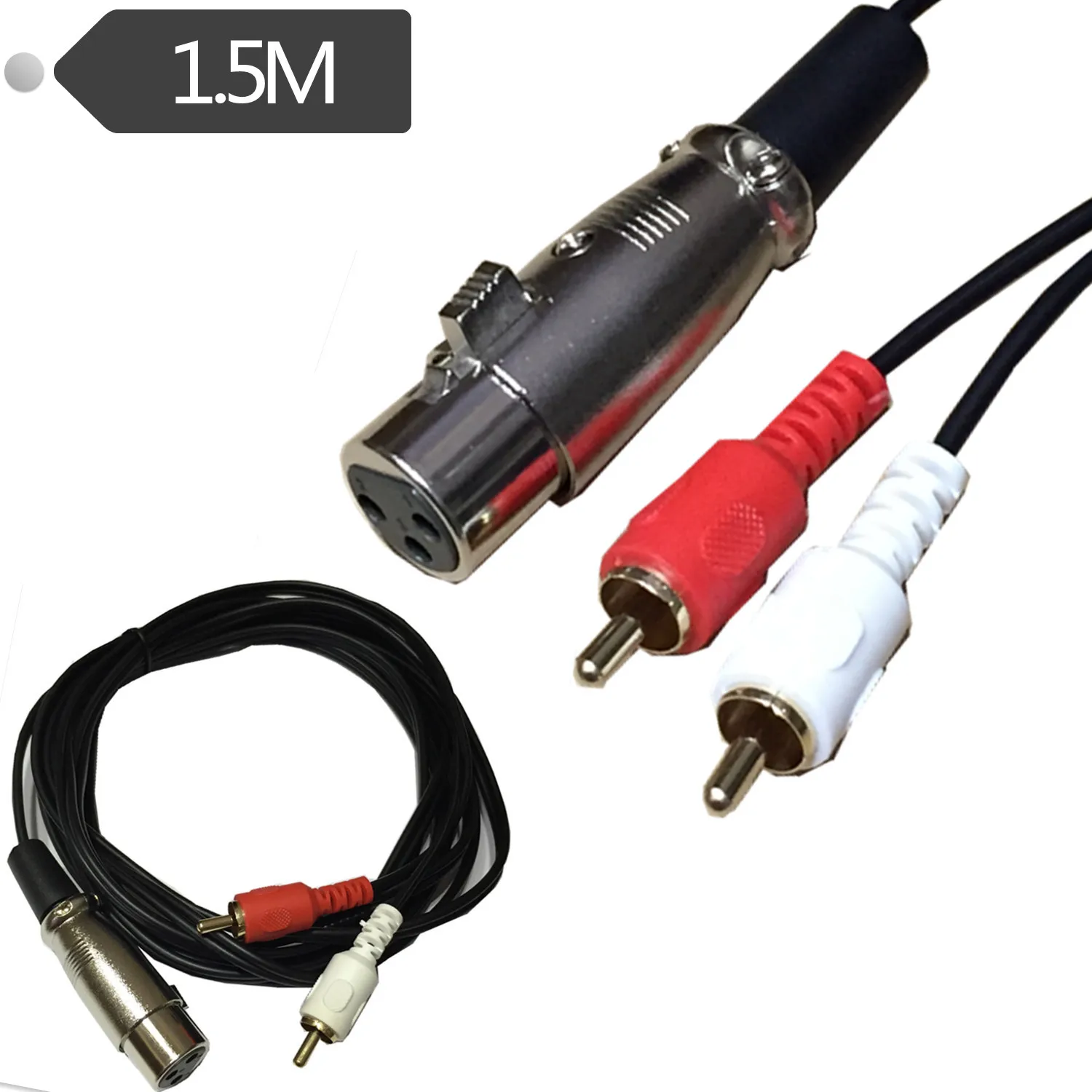 Red White 2 RCA Male to XLR Female Stereo Audio Cable For speaker Cables , 1.5m on Aliexpress
