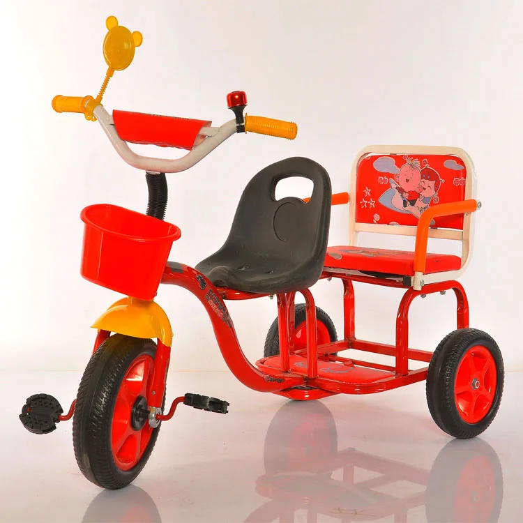 Children Tricycle Double Tricycle With Bucket Can Be Manned Baby Pedal