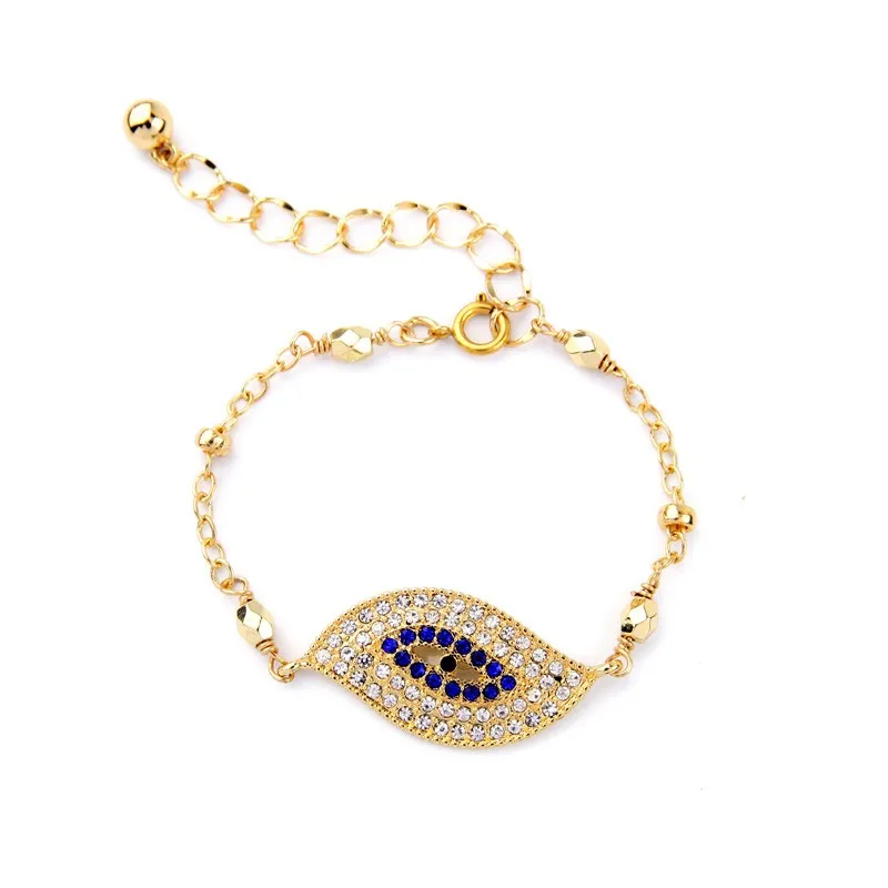 

sl00241a Gold Plated Handmade Jewelry Gift Design Wholesale Women Fashion Eviled Eye Moissanite Steel Bracelet
