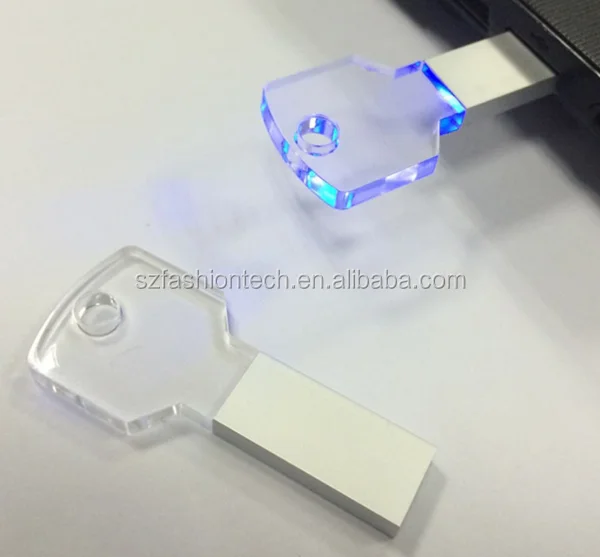 Hot sale OEM LOGO promotion gift Acrylic crystal key usb pendrive with led light - ANKUX.COM
