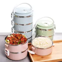 

Eco-friendly Round Lunch Box Stainless Steel 2 3 4 Layer Take Away Thermos Bento Lunch Box For School Kids