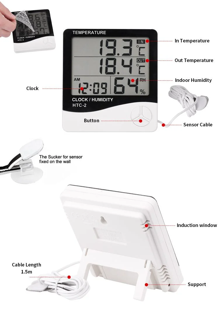 LCD Thermomètre intérieur/extérieur Hygromètre Temp et humidité metre V9O8 