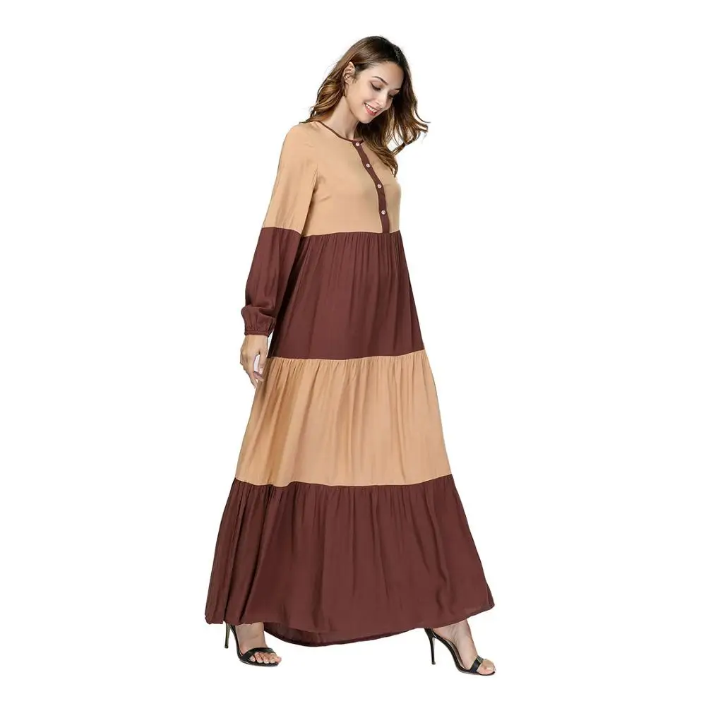 

arab loose cotton contrast women muslim dress