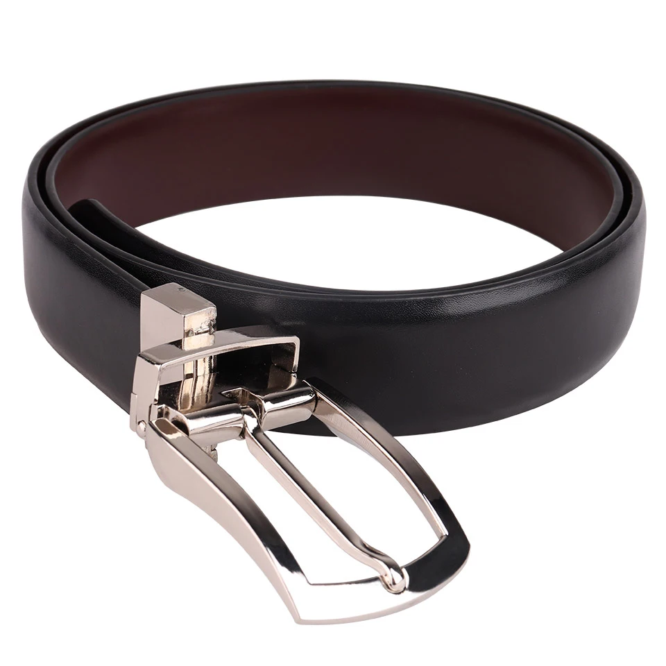 Formal Style Brown Black Reversible Buckle Men Genuine Leather Belt